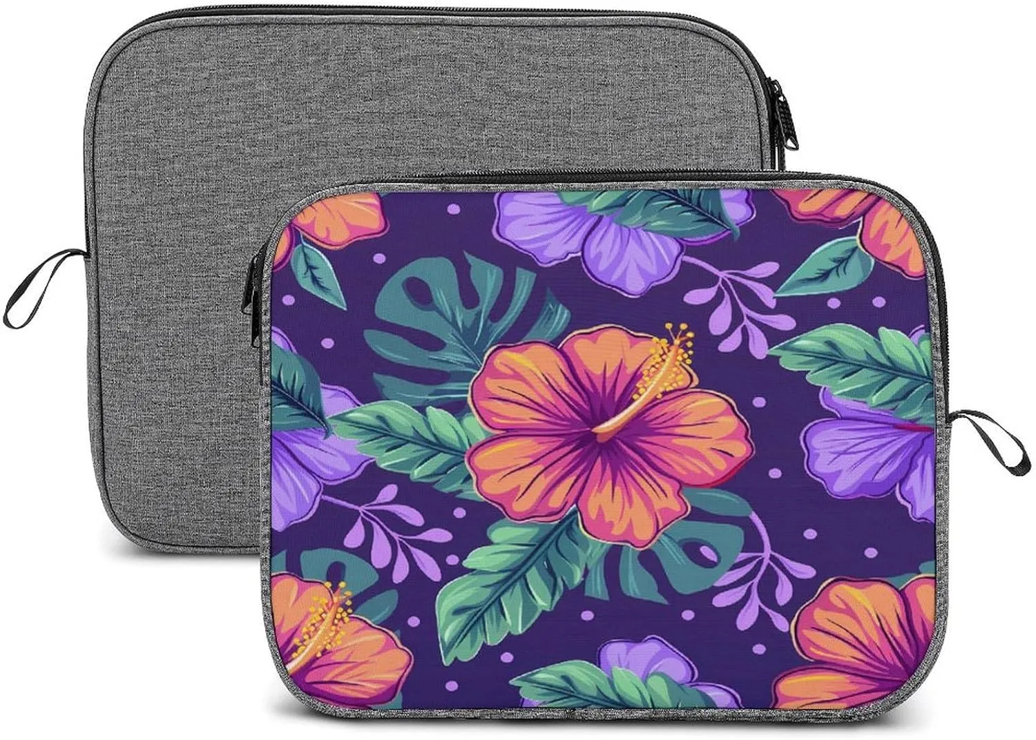 Purple Tropical Hibiscus Flower Laptop Sleeve Notebook Computer Pocket Case Tablet Briefcase Carrying Bag Protective Case 13inch