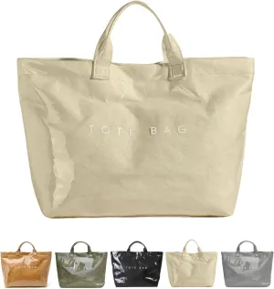 PVC Tote Bags for Women Letter Print Kraft Paper Plastic Tote Bags with Handles Clear Plastic Handbag Shopping Bag