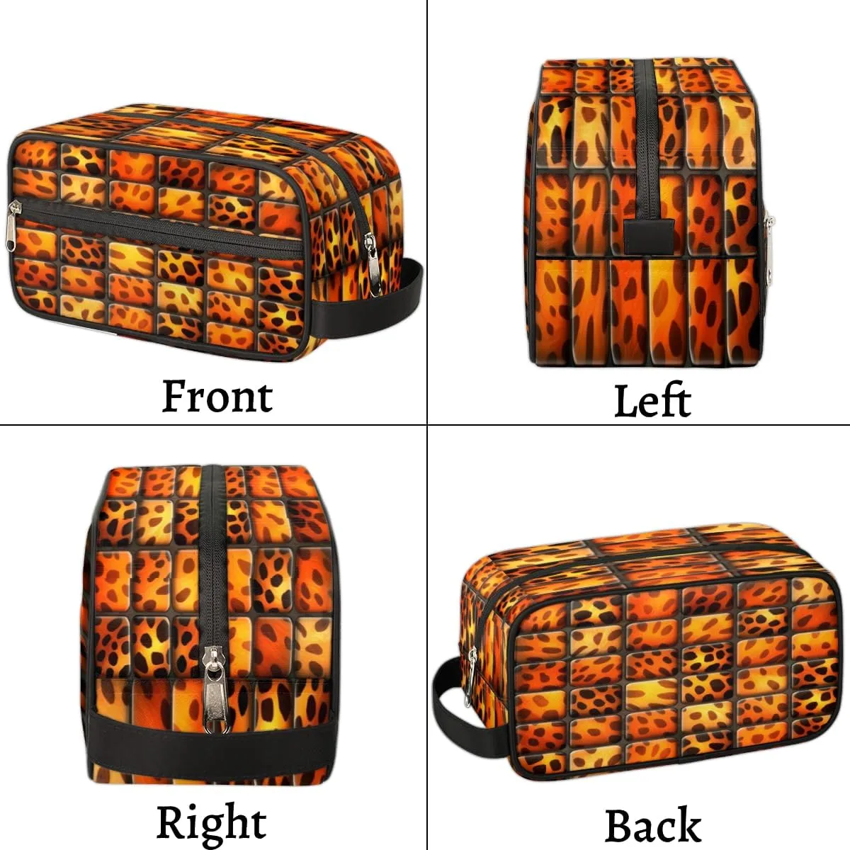 QsirBC Adorable Leopard Prints Theme Toiletry Bag for Men Travel Makeup Organizer Mens Shaving Kit Bag Traveling Cosmetic Bags for Toiletries Accessories