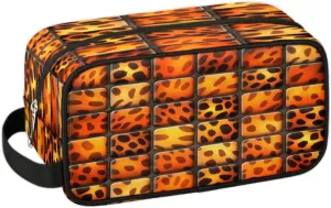 QsirBC Adorable Leopard Prints Theme Toiletry Bag for Men Travel Makeup Organizer Mens Shaving Kit Bag Traveling Cosmetic Bags for Toiletries Accessories