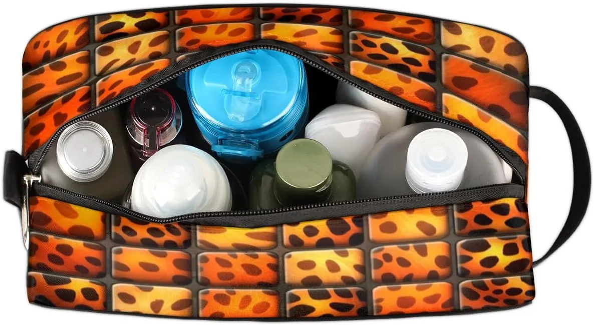 QsirBC Adorable Leopard Prints Theme Toiletry Bag for Men Travel Makeup Organizer Mens Shaving Kit Bag Traveling Cosmetic Bags for Toiletries Accessories
