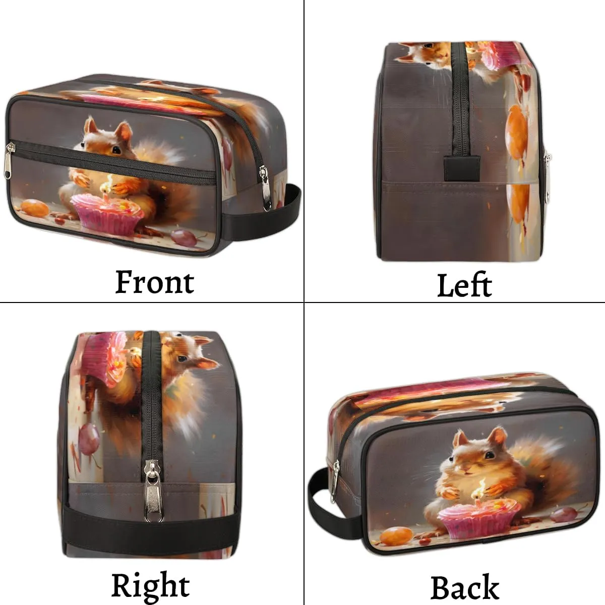QsirBC Squirrel Adorable Texture Toiletry Bag for Men Travel Makeup Organizer Mens Shaving Kit Bag Traveling Cosmetic Bags for Toiletries Accessories