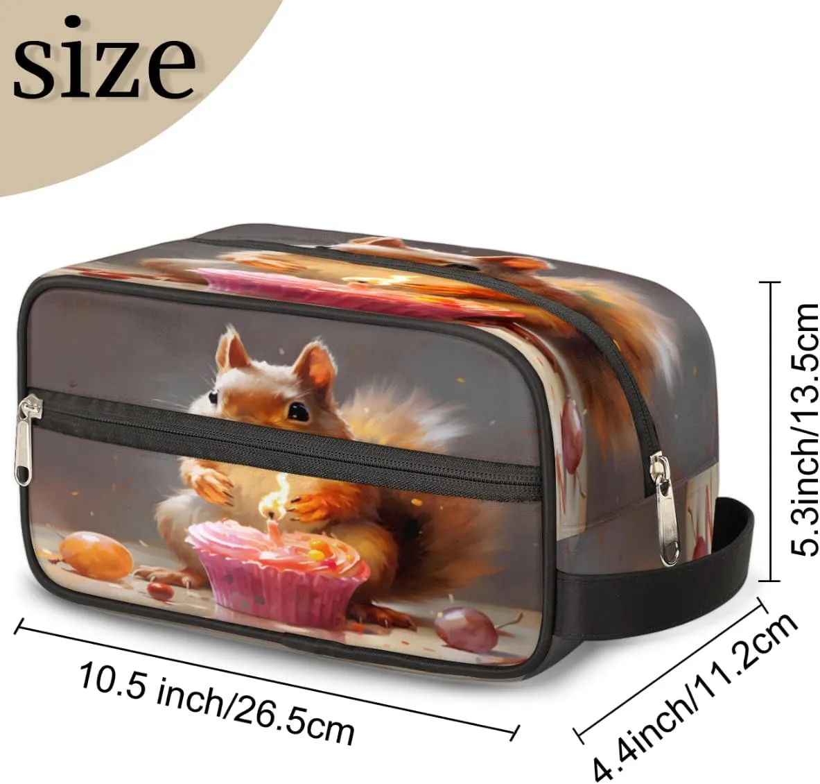 QsirBC Squirrel Adorable Texture Toiletry Bag for Men Travel Makeup Organizer Mens Shaving Kit Bag Traveling Cosmetic Bags for Toiletries Accessories