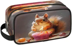 QsirBC Squirrel Adorable Texture Toiletry Bag for Men Travel Makeup Organizer Mens Shaving Kit Bag Traveling Cosmetic Bags for Toiletries Accessories