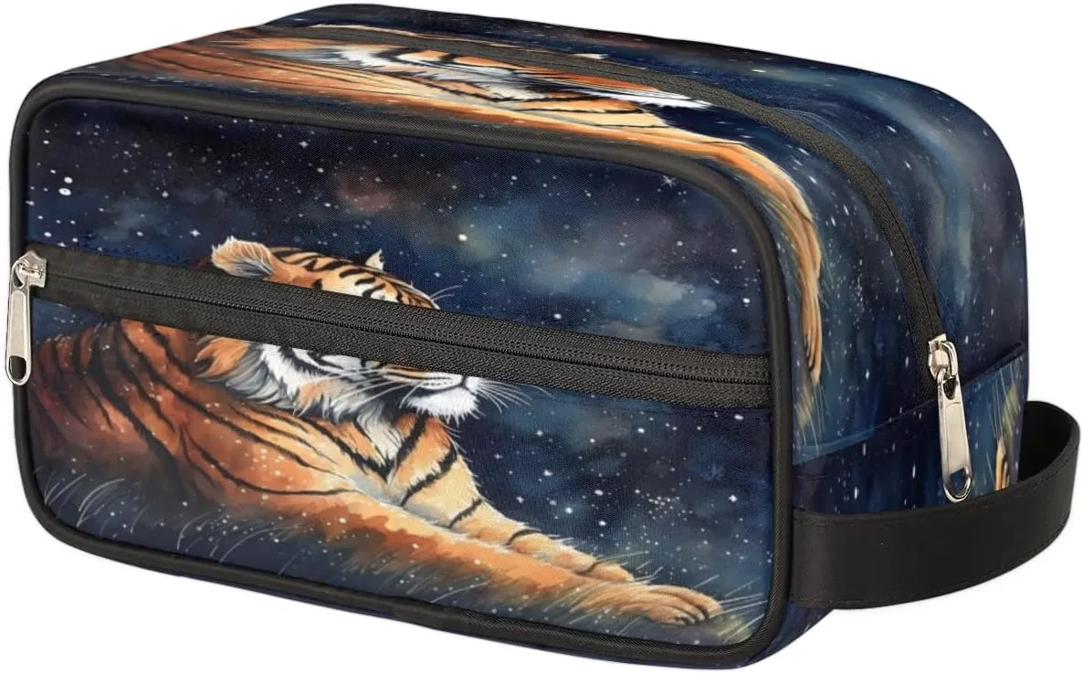 QsirBC Tiger Adorable Style Toiletry Bag for Men Travel Makeup Organizer Mens Shaving Kit Bag Traveling Cosmetic Bags for Toiletries Accessories