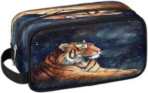 QsirBC Tiger Adorable Style Toiletry Bag for Men Travel Makeup Organizer Mens Shaving Kit Bag Traveling Cosmetic Bags for Toiletries Accessories