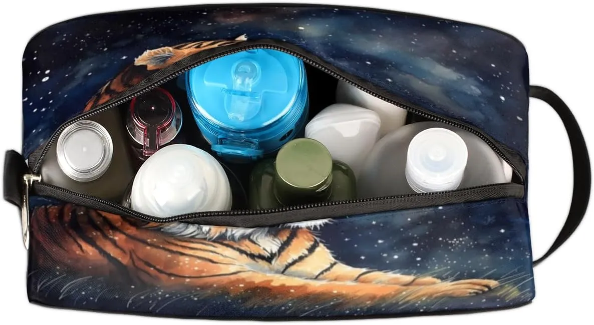 QsirBC Tiger Adorable Style Toiletry Bag for Men Travel Makeup Organizer Mens Shaving Kit Bag Traveling Cosmetic Bags for Toiletries Accessories