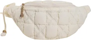 Quilted Crossbody Bags for Women Small Soft Lightweight Fanny Packs Quilted Padding Shoulder Handbag Hobo Bag