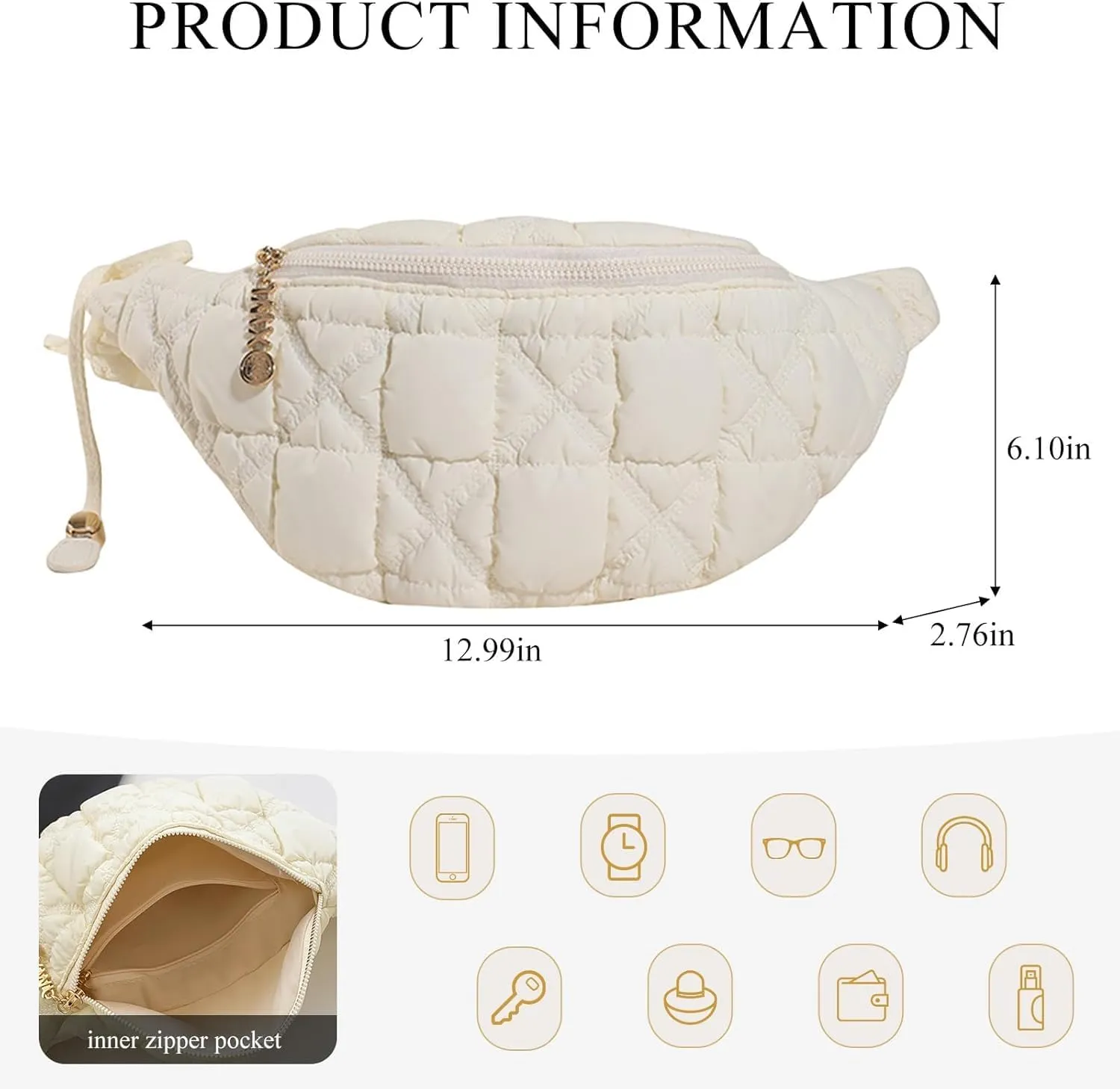 Quilted Crossbody Bags for Women Small Soft Lightweight Fanny Packs Quilted Padding Shoulder Handbag Hobo Bag