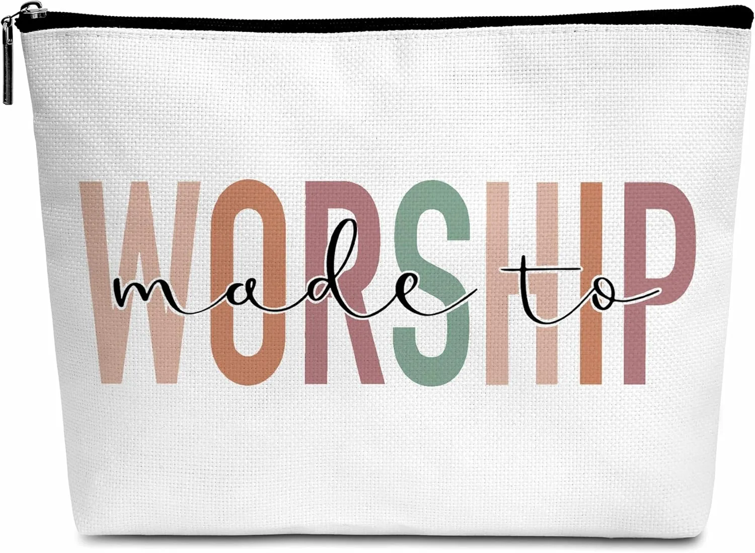 Religious Christian Gifts, Made to Worship Makeup Bag, Personalized Encouragement Gift for Christian Woman Friend Coworker Besties-B11