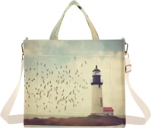 Retro Lighthouse Corduroy Tote Bag for Women Hobo Crossbody Bag Purse Stylish Shoulder Handbag Messenger Bags, S