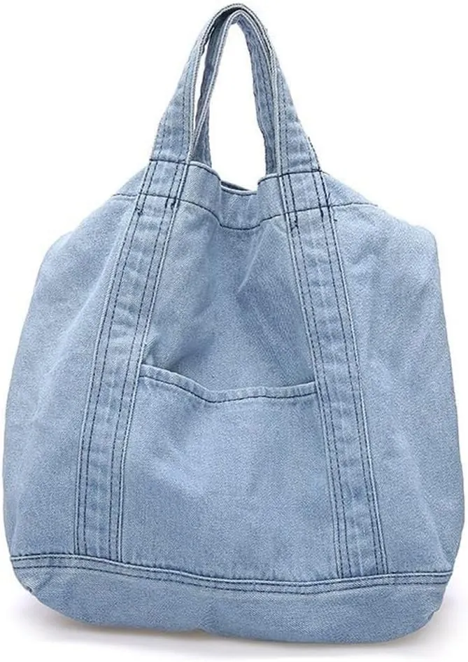 Retro Tote Shoulder Purse Lightweight Crossbody Jean Handbag Denim Handbag for Women