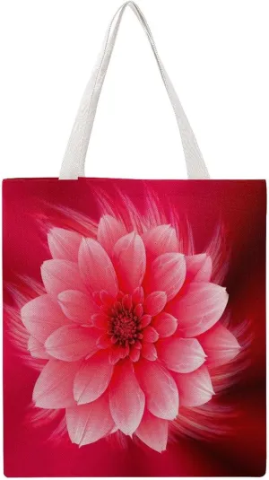 Reusable Grocery Bags Red Flower Shopping Bag Lightweight Shoulder Bags Large Tote Bag for Travel Work Handbag