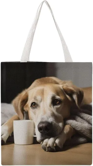 Reusable Grocery Bags Resting Dog Shopping Bag Lightweight Shoulder Bags Large Tote Bag for Travel Work Handbag