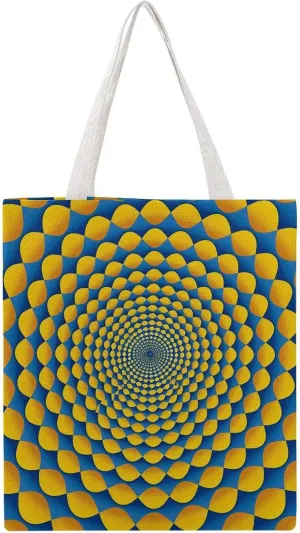 Reusable Grocery Bags Yellow Circle Pattern Shopping Bag Lightweight Shoulder Bags Large Tote Bag for Travel Work Handbag