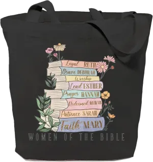 SAUIVD Canvas Tote Bag Women Of The-Bible Books Gifts Cotton Handbags Trendy Shoulder Bag Shopping Reusable Grocery Bag