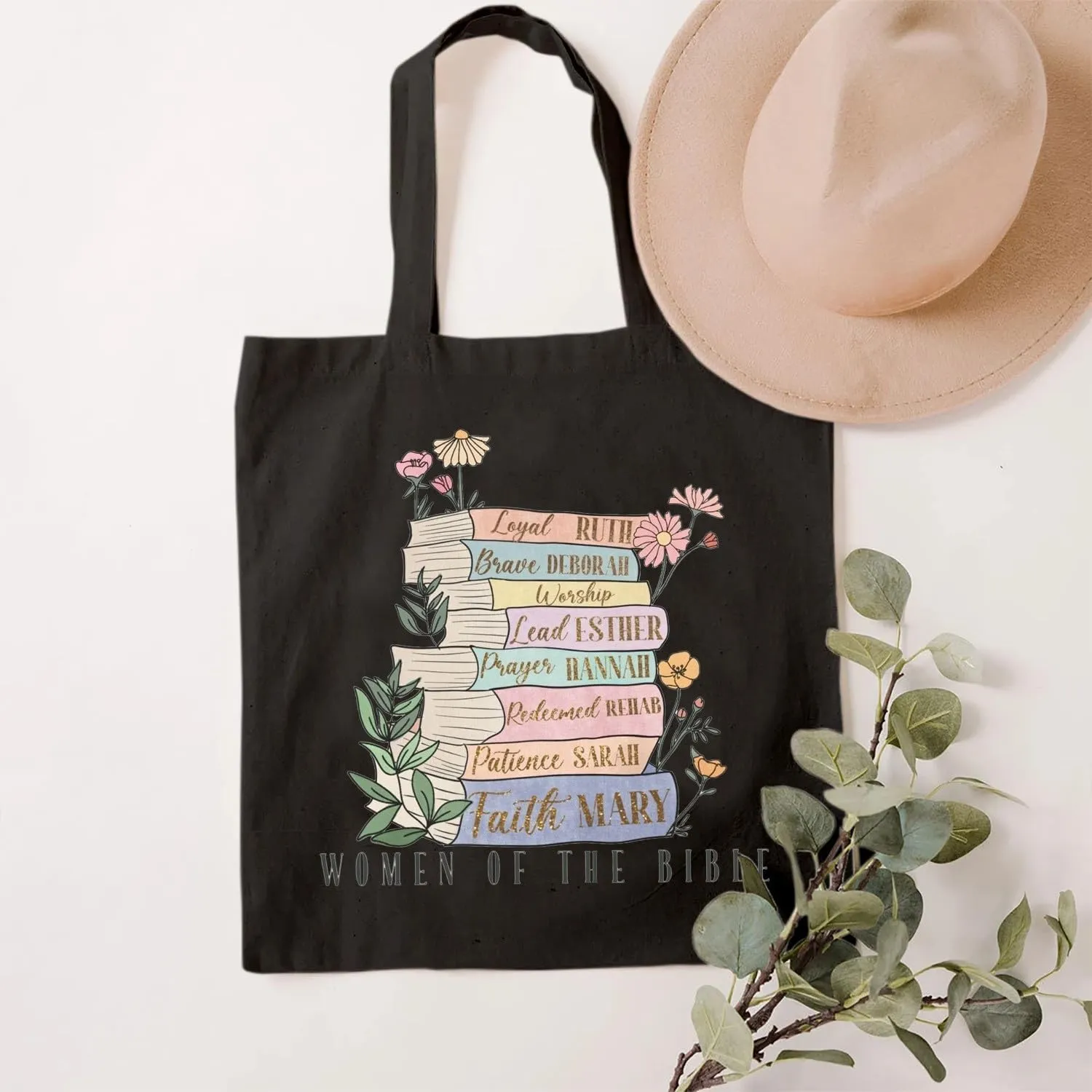 SAUIVD Canvas Tote Bag Women Of The-Bible Books Gifts Cotton Handbags Trendy Shoulder Bag Shopping Reusable Grocery Bag