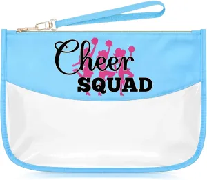 Sazuwu Cheer Gifts for Cheerleaders Blue Makeup Bags with Zipper Cheerleading Gifts for Coaches Cheer Themed Birthday Decorations Cosmetic Travel Bag Organizer Christmas Graduation