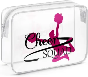 Sazuwu Cheer Gifts for Girls Clear Makeup Bags with Zipper Cheerleader Gifts for Team Cheer Coach Appreciation Gift Cosmetic Travel Bag Organizer Cheerleading Teammates Gift Birthday Christmas Gift