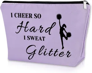 Sazuwu Cheer Gifts - Purple Makeup Bag for Cheerleaders & Coaches - Inspirational Cheer Gifts for Birthday & Christmas