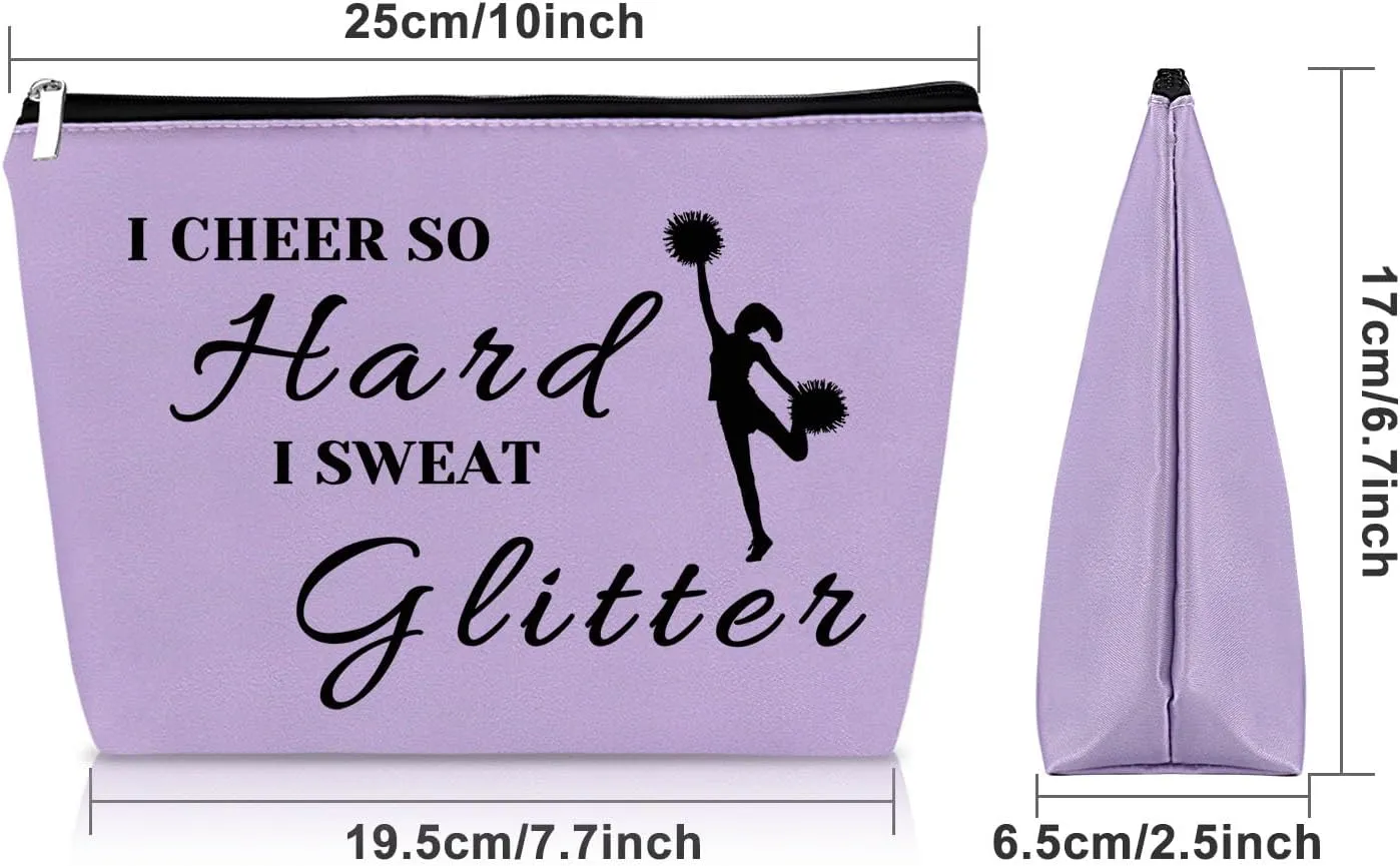 Sazuwu Cheer Gifts - Purple Makeup Bag for Cheerleaders & Coaches - Inspirational Cheer Gifts for Birthday & Christmas