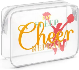 Sazuwu Cheerleader Gifts for Girls Clear Makeup Bags with Zipper Cheerleading Coach Thank You Gifts Cheer Lover Gifts Cosmetic Travel Bag Organizer Cheerleading Team Mom Appreciation Gifts