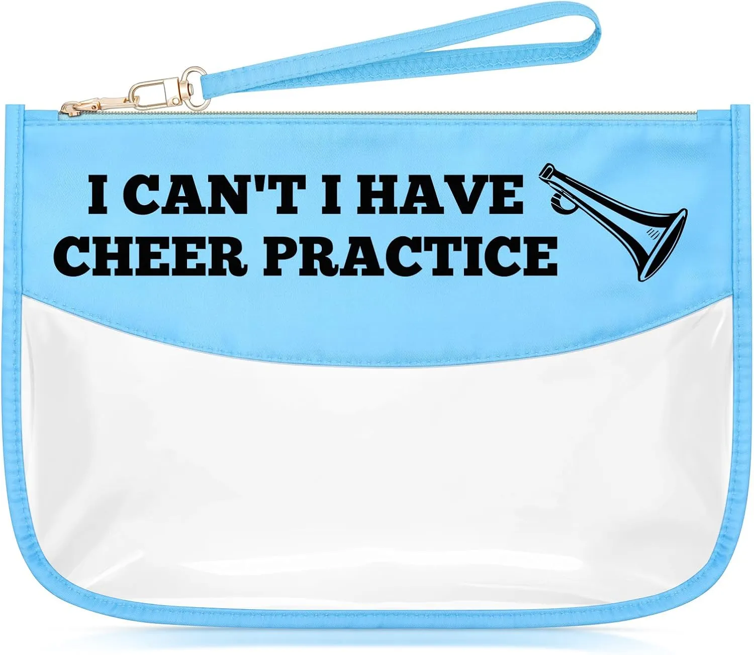 Sazuwu Funny Cheer Gifts Blue Makeup Bags with Zipper Cheerleader Team Gifts for Girls Cheerleading Coach Thank You Gifts Cosmetic Travel Bag Organizer Christmas Graduation Birthday