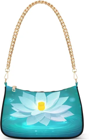 Serene Lotus Bloom Teal Womans Purse, Crossbody Bags for Women Trendy