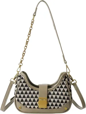 Shoulder Bag Purse for Women Trendy Plaid Hobo Bags Small Crescent Saddle Bags Tote Handbag Crossbody Bag