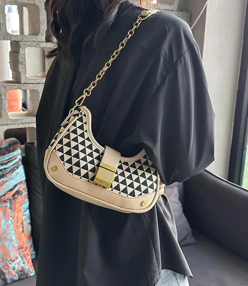 Shoulder Bag Purse for Women Trendy Plaid Hobo Bags Small Crescent Saddle Bags Tote Handbag Crossbody Bag