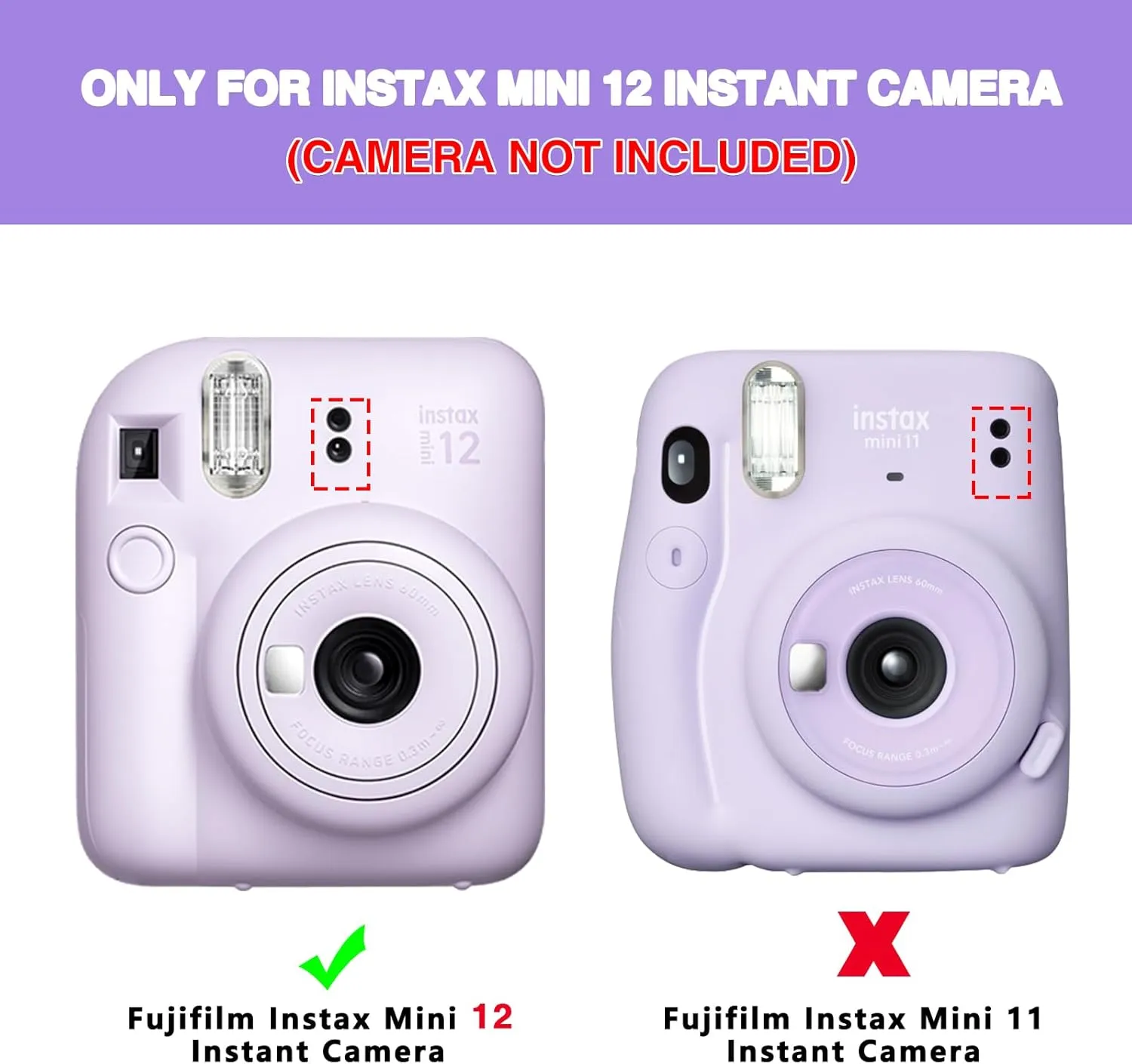 Silicone Case for Fujifilm Mini 12 Instant Camera Protective Camera Case with Adjustable Shoulder Strap - Glitter(No Camera)