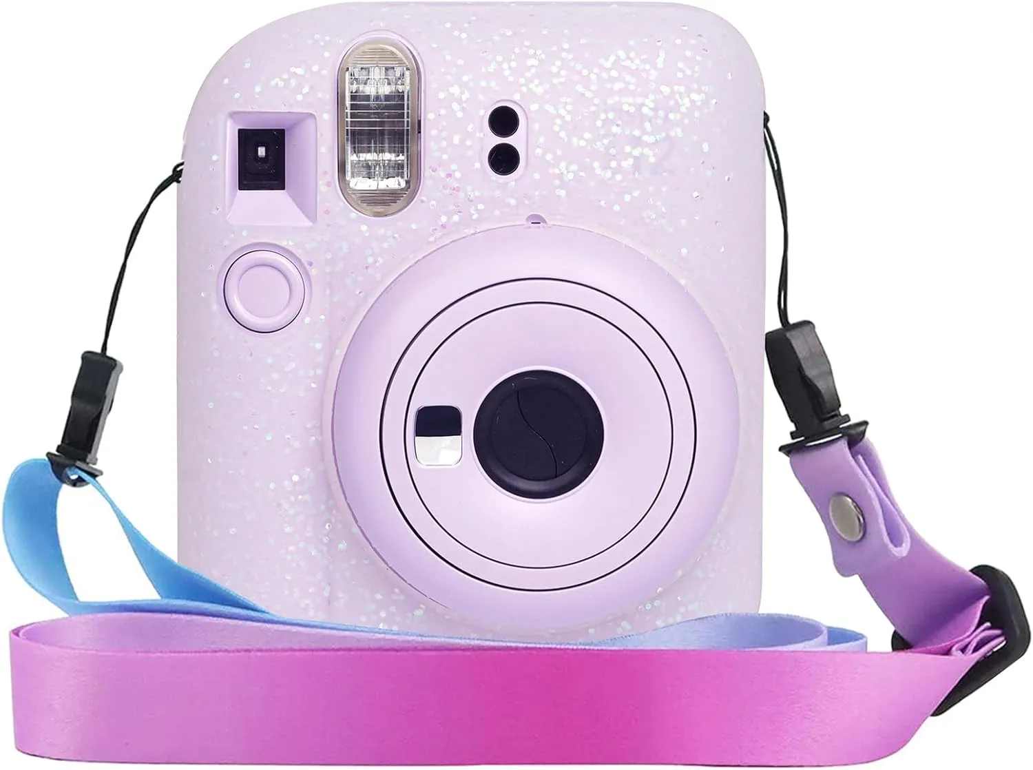Silicone Case for Fujifilm Mini 12 Instant Camera Protective Camera Case with Adjustable Shoulder Strap - Glitter(No Camera)