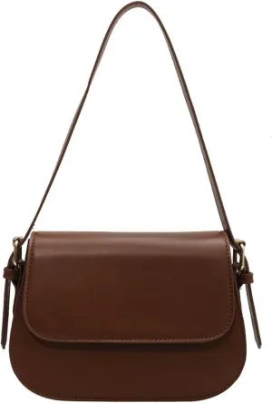 Simplicity Trendy Saddle Shoulder Bag Women PU Leather Crossbody Bag Simple Solid Color Flap Messenger