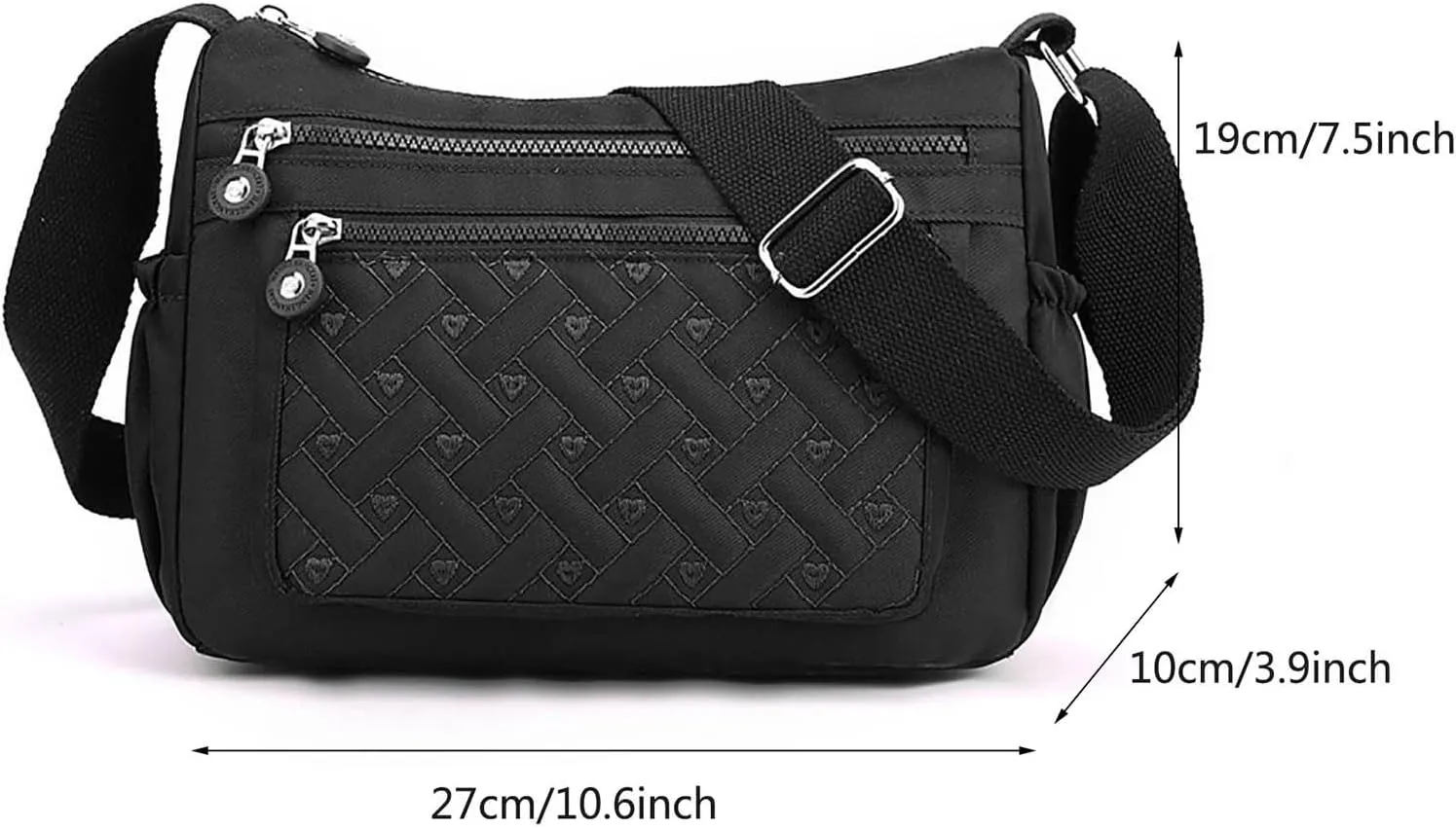 Single Shoulder Women's Bag New Nylon Embroidery Line Bag Canvas Lady's Body Cloth Bags Large (Light Gray, One Size)