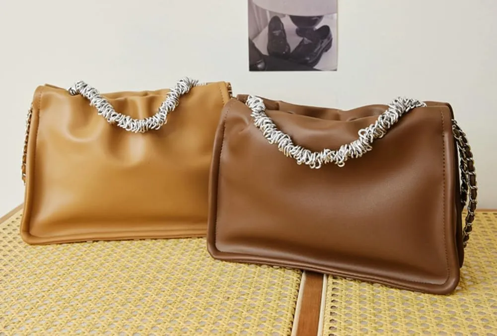Slouchy Bucket Bags Women 2025 Spring Trendy Hobo Shoulder Bags Large Chain Underarm Crossbody Satchel Tote Handbag