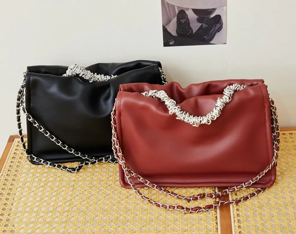 Slouchy Bucket Bags Women 2025 Spring Trendy Hobo Shoulder Bags Large Chain Underarm Crossbody Satchel Tote Handbag