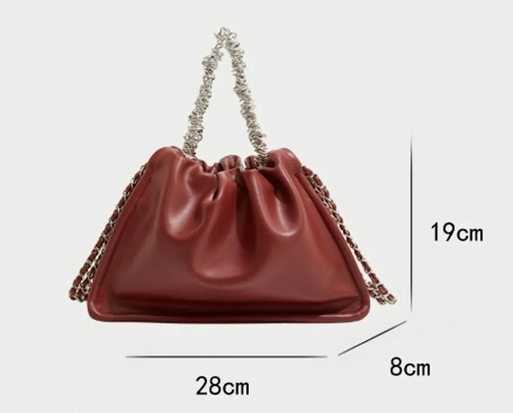 Slouchy Bucket Bags Women 2025 Spring Trendy Hobo Shoulder Bags Large Chain Underarm Crossbody Satchel Tote Handbag