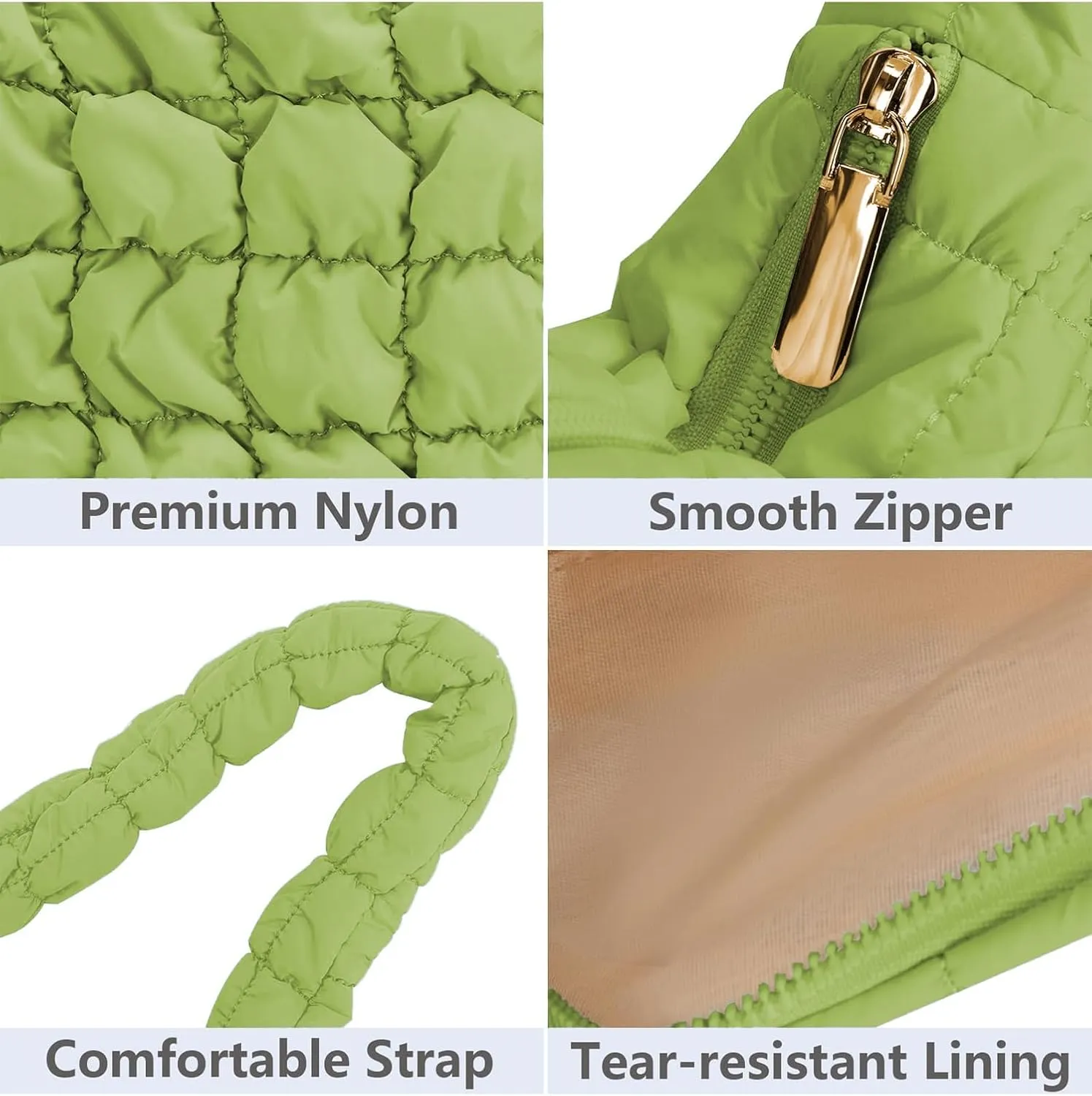 Small Puffer Quilted Shoulder Bag for Women Puffy Bubble Tote Bag Lightweight Nylon Handbag Padded Soft Purse