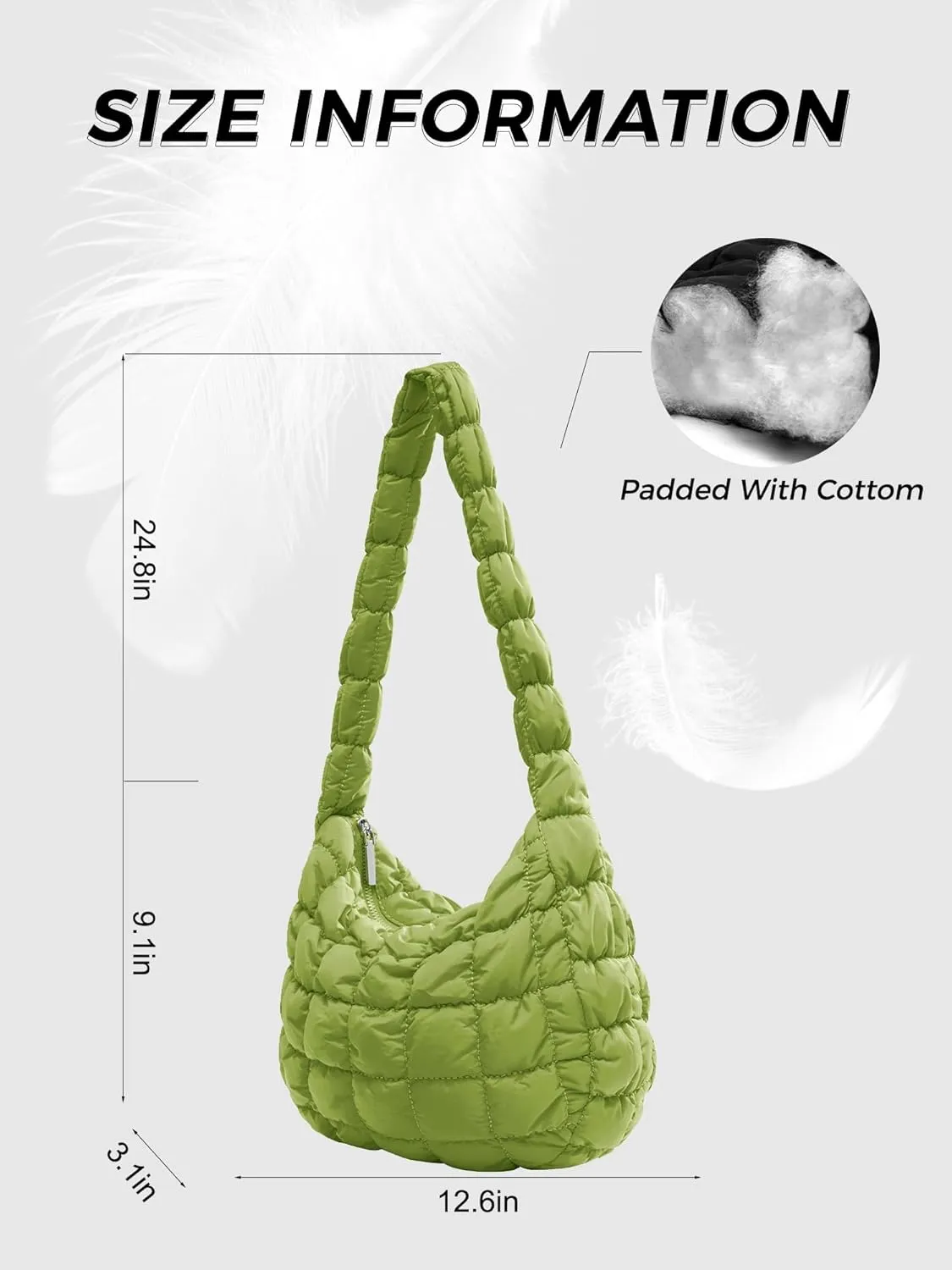 Small Puffer Quilted Shoulder Bag for Women Puffy Bubble Tote Bag Lightweight Nylon Handbag Padded Soft Purse