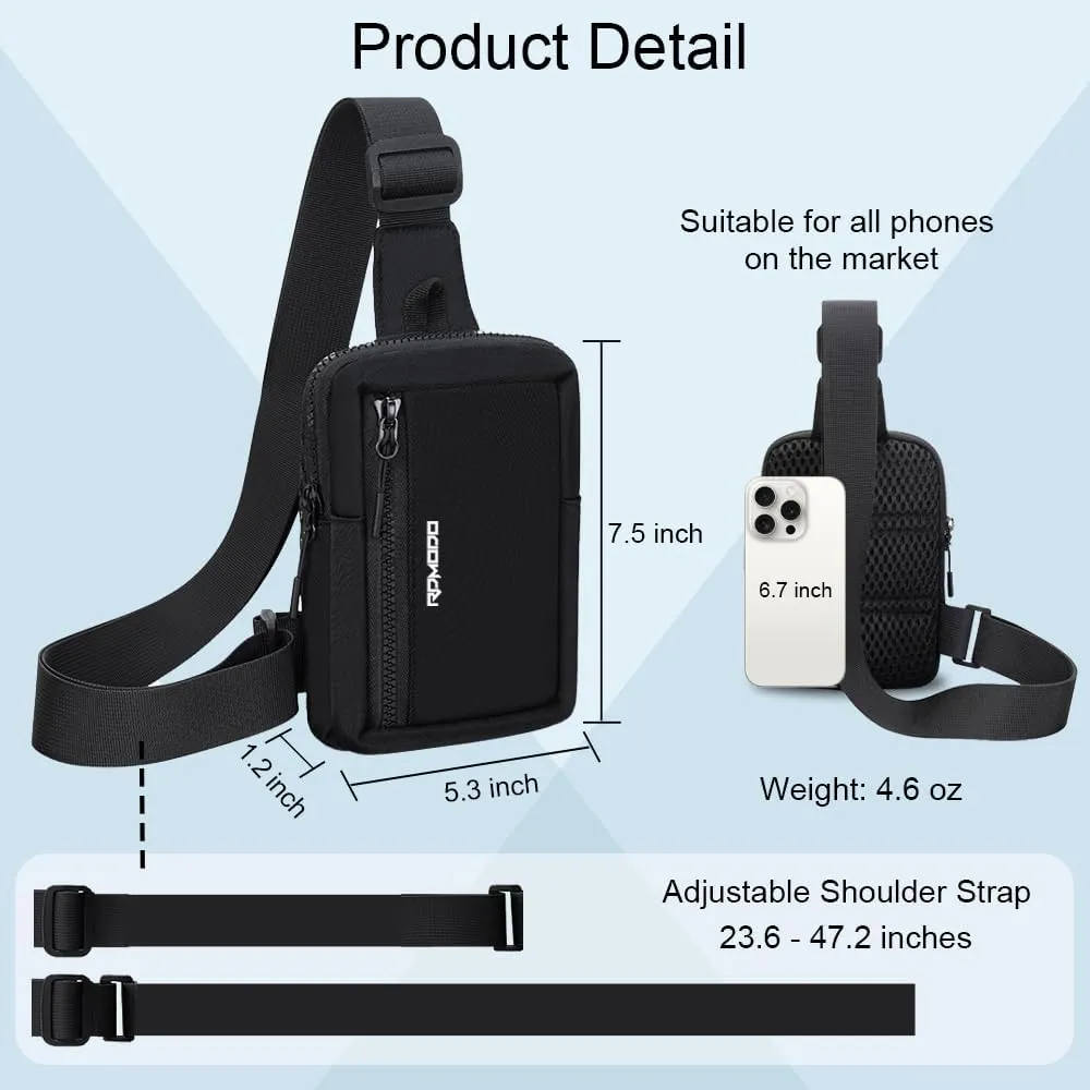 Small Sling Bag for Women Men Chest Bag Water Resistance Mini Crossbody Bag Adjustable Strap Lightweight Shoulder Bag