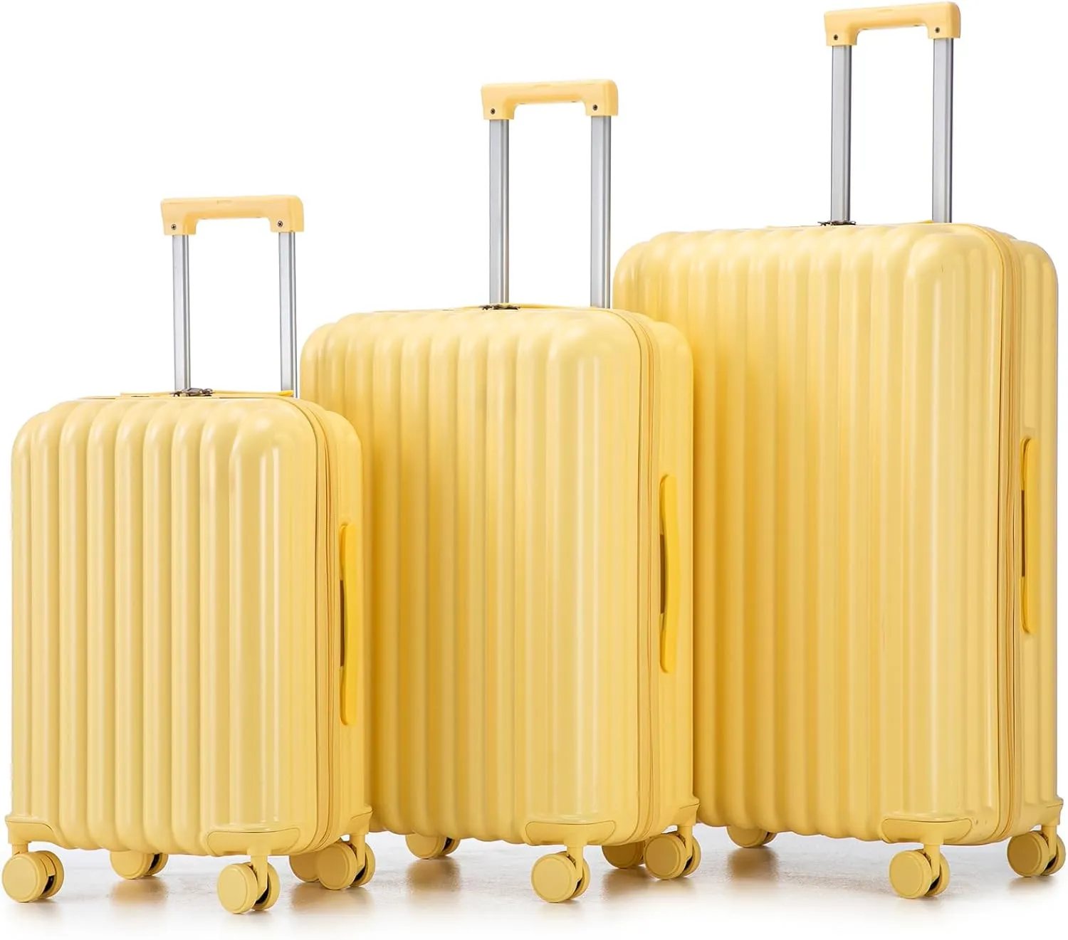 Spacious Spinner Wheel Luggage for Stress-Free Travel, with USB Port, Phone and Cup Holder, 20/24/28 inch, Yellow