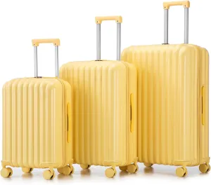Spacious Spinner Wheel Luggage for Stress-Free Travel, with USB Port, Phone and Cup Holder, 20/24/28 inch, Yellow