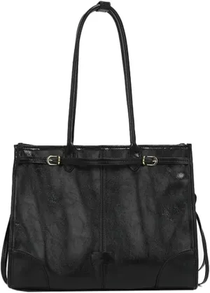 Spacious Tote Bag - Vintage Waxed Leather Handbag, Perfect for Casual and Professional Use as a Shoulder or Crossbody Bag