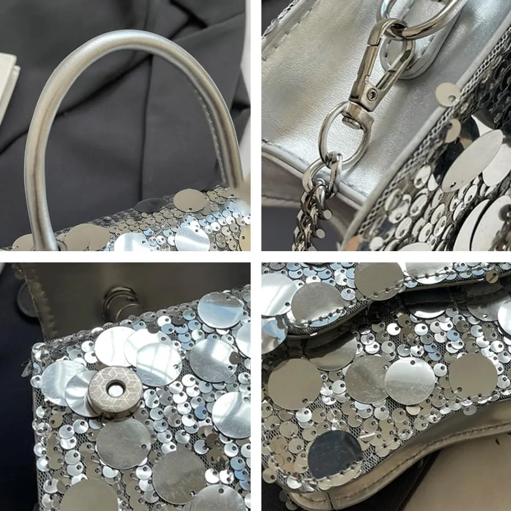 Sparkly Evening Bag Shiny Shoulder Bags Purse for Women Lady Tote Crossbody Bag Chic Hobo Handbag Purse