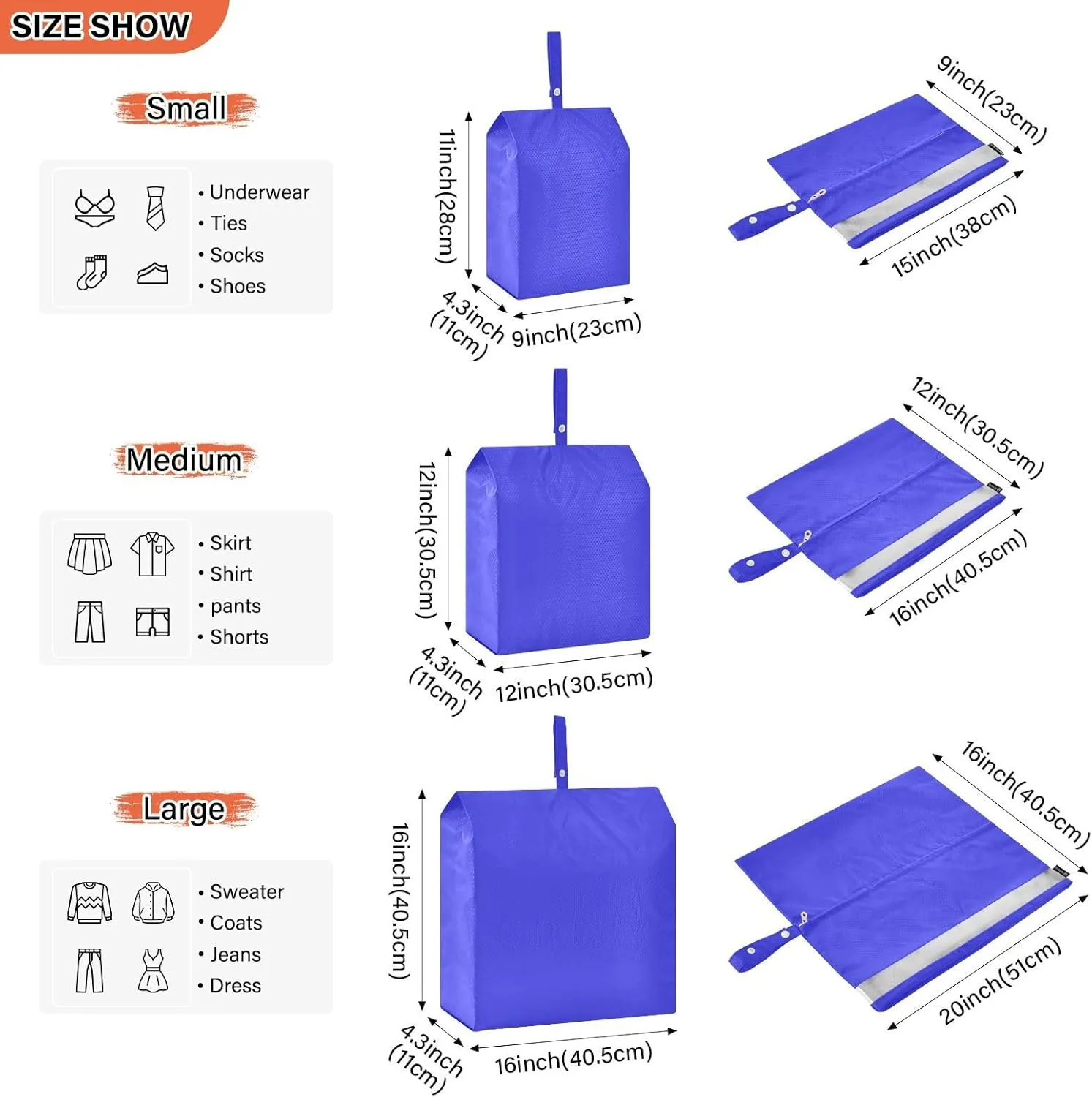 SPRIPORT Blue 3 Set Compression Packing Cubes for Travel Lightweight Luggage Organizer Bags for Carry on Suitcase Travel Accessories for Man Woman Clothes Vacation