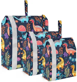 SPRIPORT Colorful Dinosaurs 3 Set Compression Packing Cubes for Travel Lightweight Luggage Organizer Bags for Carry on Suitcase Travel Cubes for Woman Man Vacation Clothes