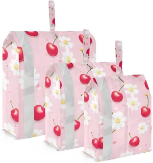 SPRIPORT Flower Cherry 3 Set Compression Packing Cubes for Travel Lightweight Luggage Organizer Bags for Carry on Suitcase Luggage Cubes for Vacation Man Woman Clothes