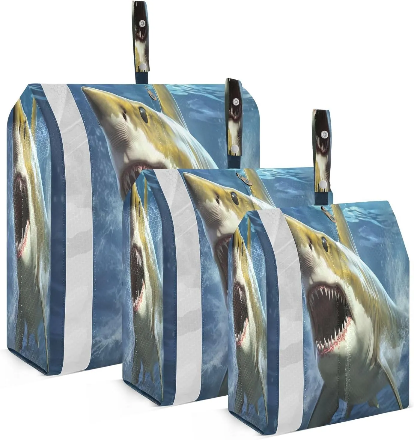SPRIPORT Ocean Shark 3 Set Compression Packing Cubes for Travel Lightweight Luggage Organizer Bags for Carry on Suitcase Travel Cubes for Woman Man Clothes Vacation