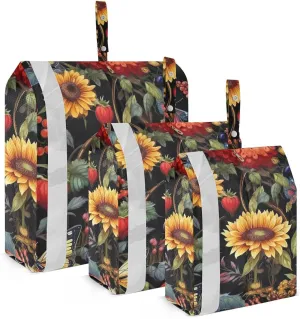 SPRIPORT Sunflower Butterflies 3 Set Compression Packing Cubes for Travel Lightweight Luggage Organizer Bags for Carry on Suitcase Travel Essentials for Man Woman Vacation Clothes