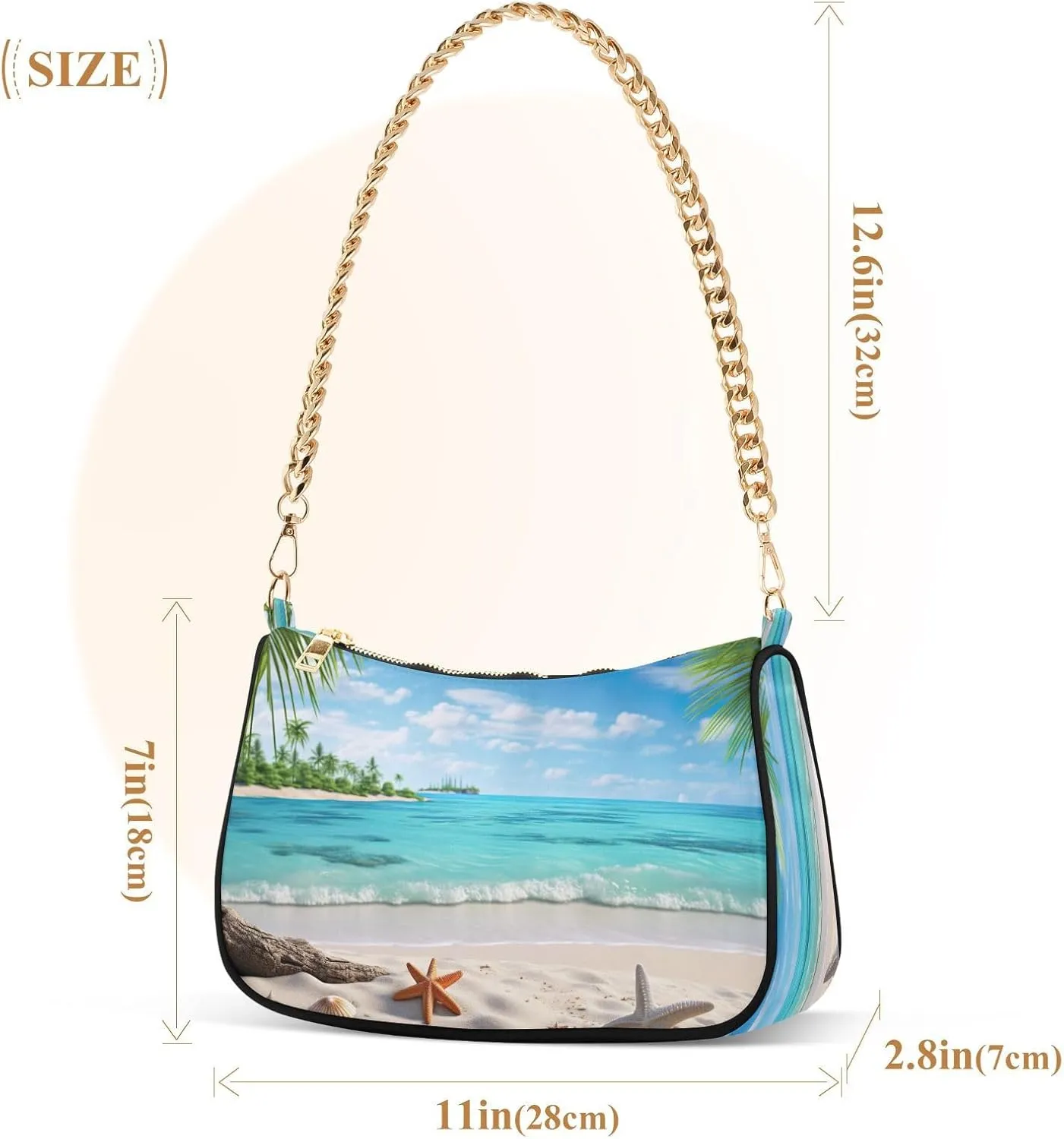 Starfish Palm Tree Woman Tote Bag Purse, Trendy Bags for Women